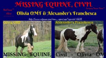MISSING EQUINE, Civil - Olivia OMF, Alexander's Franchesca Near Dodd City, TX, 75438